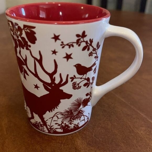 Room Creative Holiday Silhouettes Ceramic Mug With Red Interior & White Exterior - Picture 3 of 7